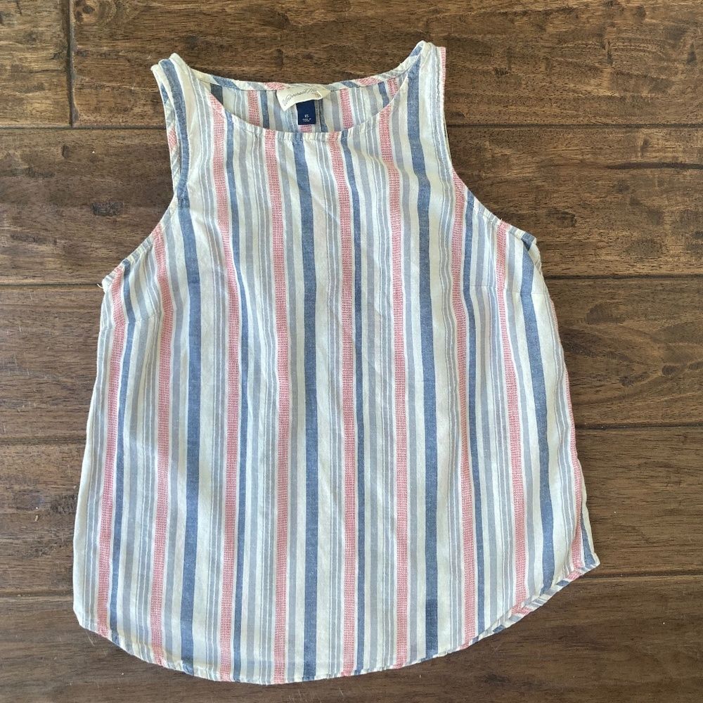 Universal Thread Women's XS Linen/Cotton Blend Striped Sleeveless Top Buttons